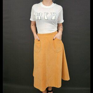 70s Tan Corduroy A-Line Skirt